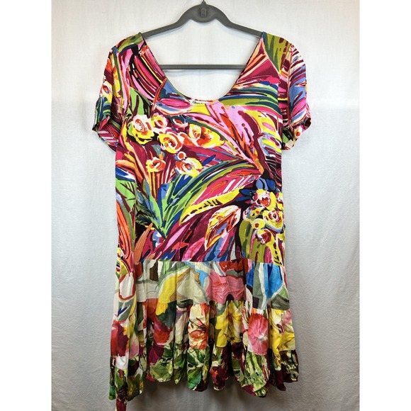 Jams World Dresses & Skirts - JAMS WORLD Hawaiian Hattie Dress W329 JOYFEST  Aloha Floral Patchwork Rayon Sz S